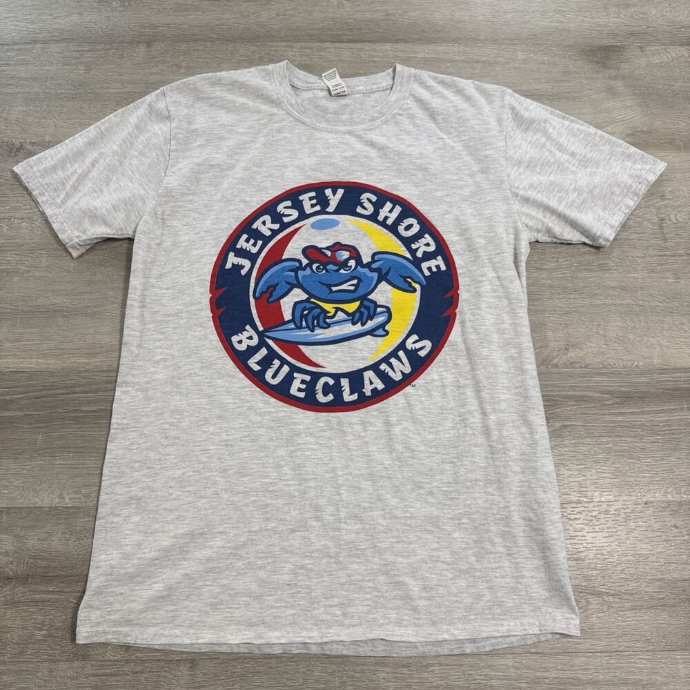 Jersey Shore BlueClaws Shirt MiLB Baseball Men's Gray Medium 99% Cotton Tee